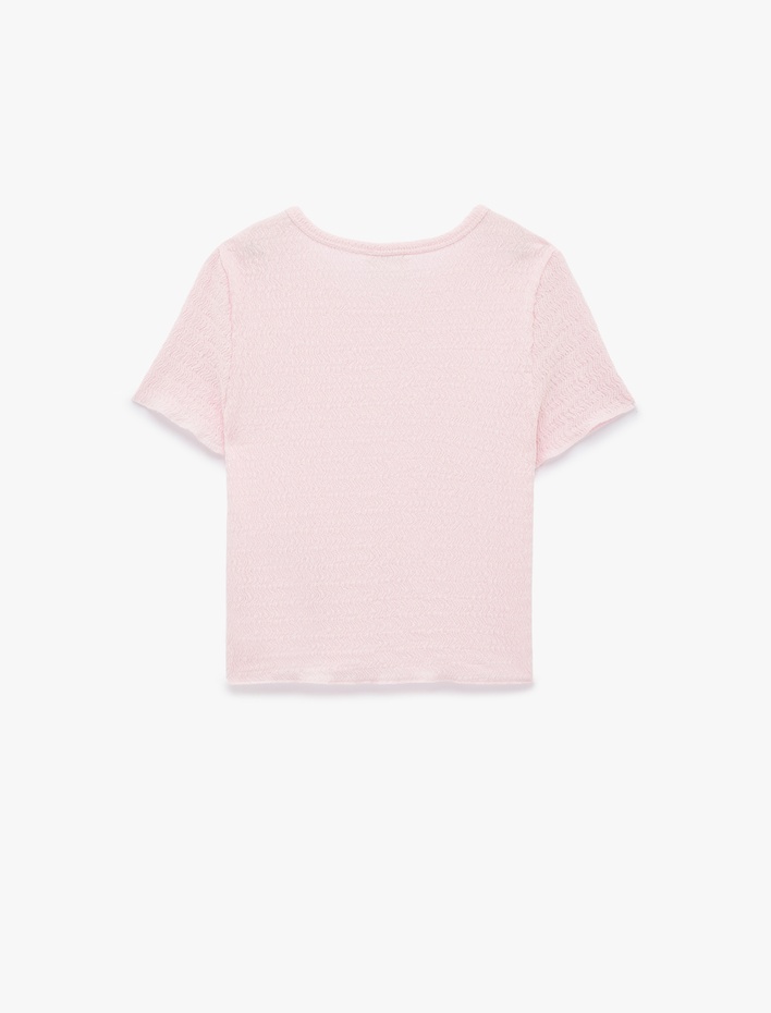 Kız Çocuk Kısa Kollu Viskon Karışımlı Bisiklet Yaka Slim Fit Bluz