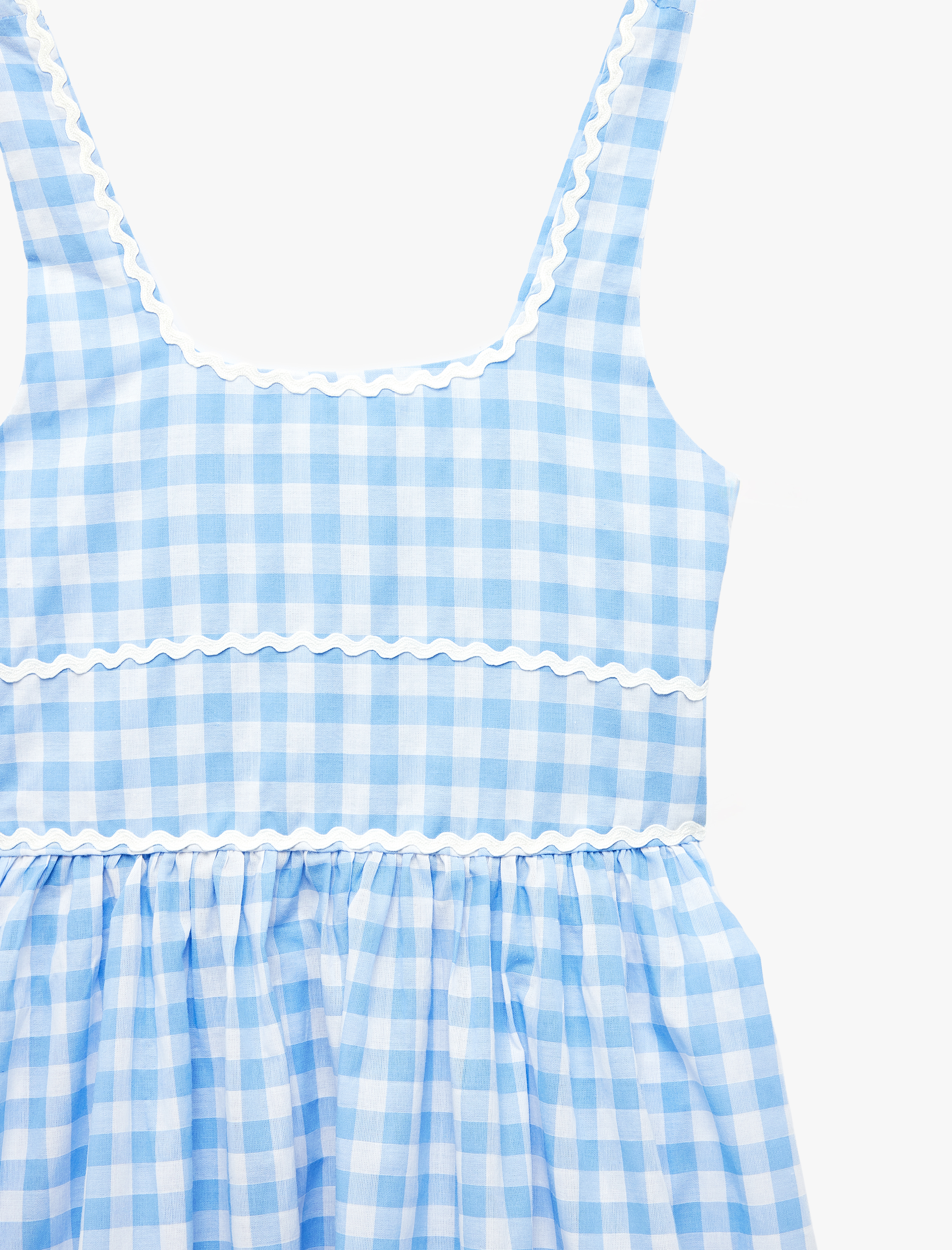  Kız Çocuk Kare Yaka Pamuklu A Kesim Ekoseli Askılı Midi Elbise