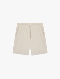 Regular Fit Cepli Viskon Karışımlı Bermuda Beli Bağcıklı Şort