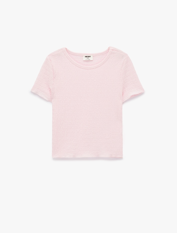 Kız Çocuk Kısa Kollu Viskon Karışımlı Bisiklet Yaka Slim Fit Bluz