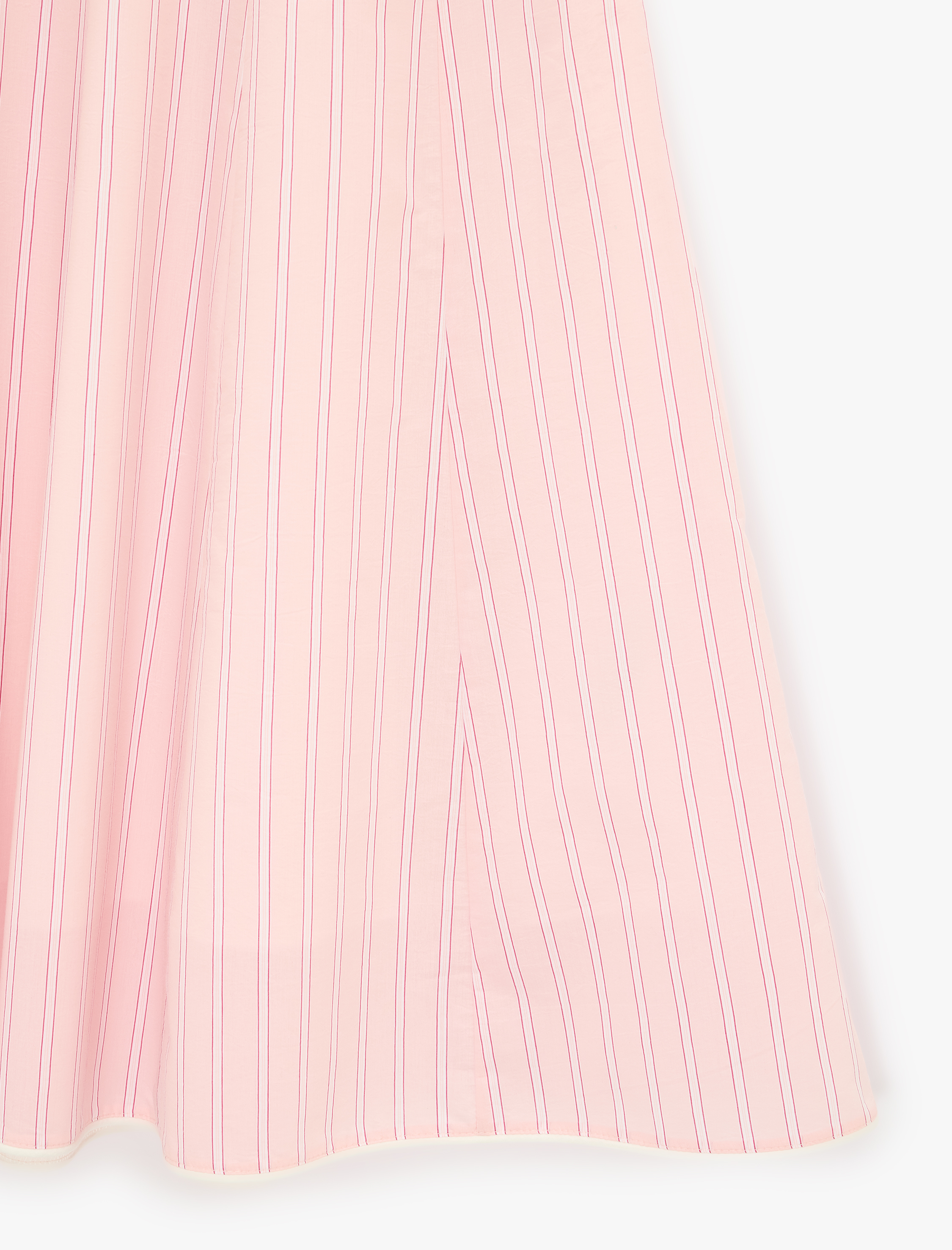   Pamuklu Poplin Kumaş Çan Kesim Çizgili Midi Etek