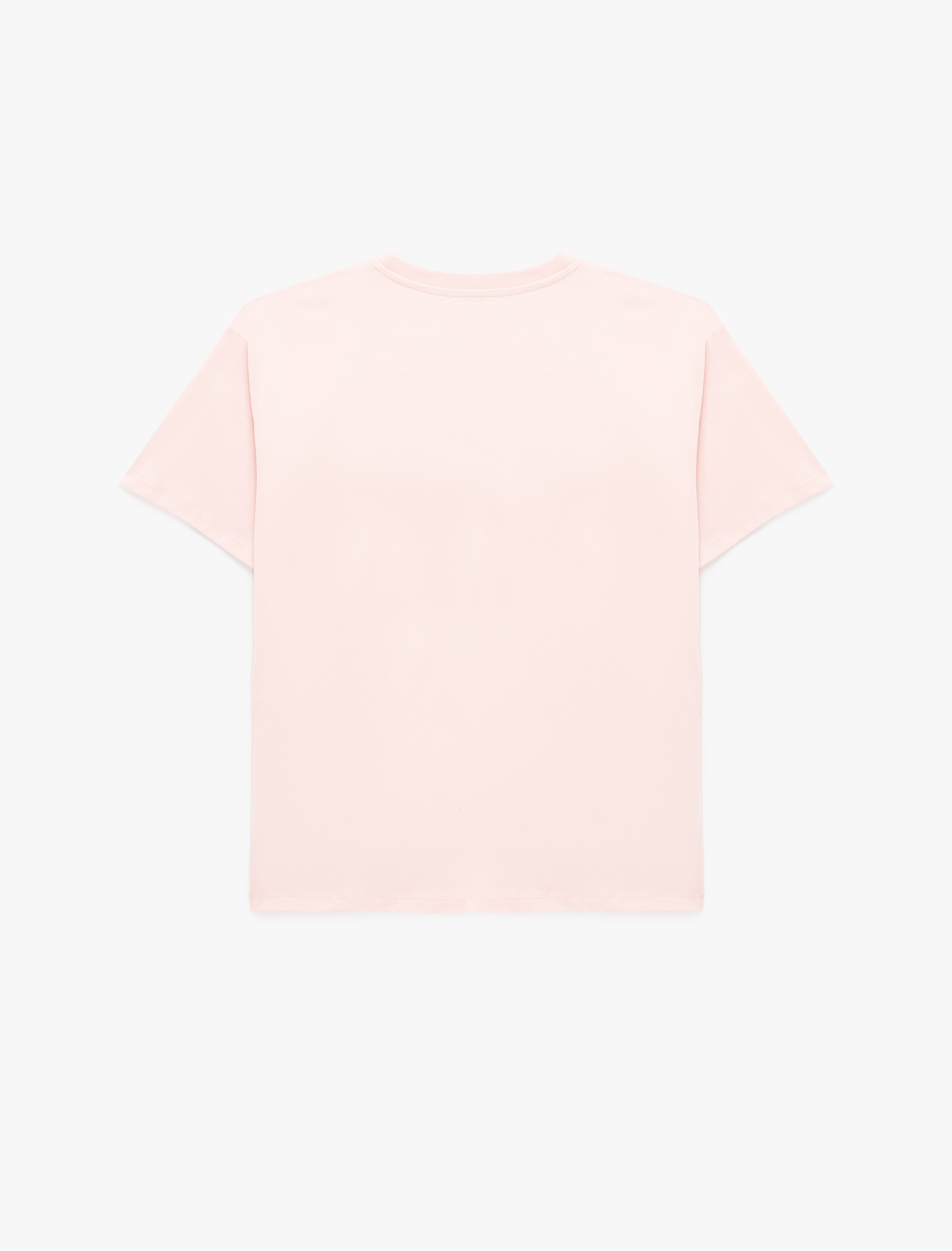   Rahat Kalıp Kısa Kollu Bisiklet Yaka Pamuklu Fiyonk Baskılı Tişört