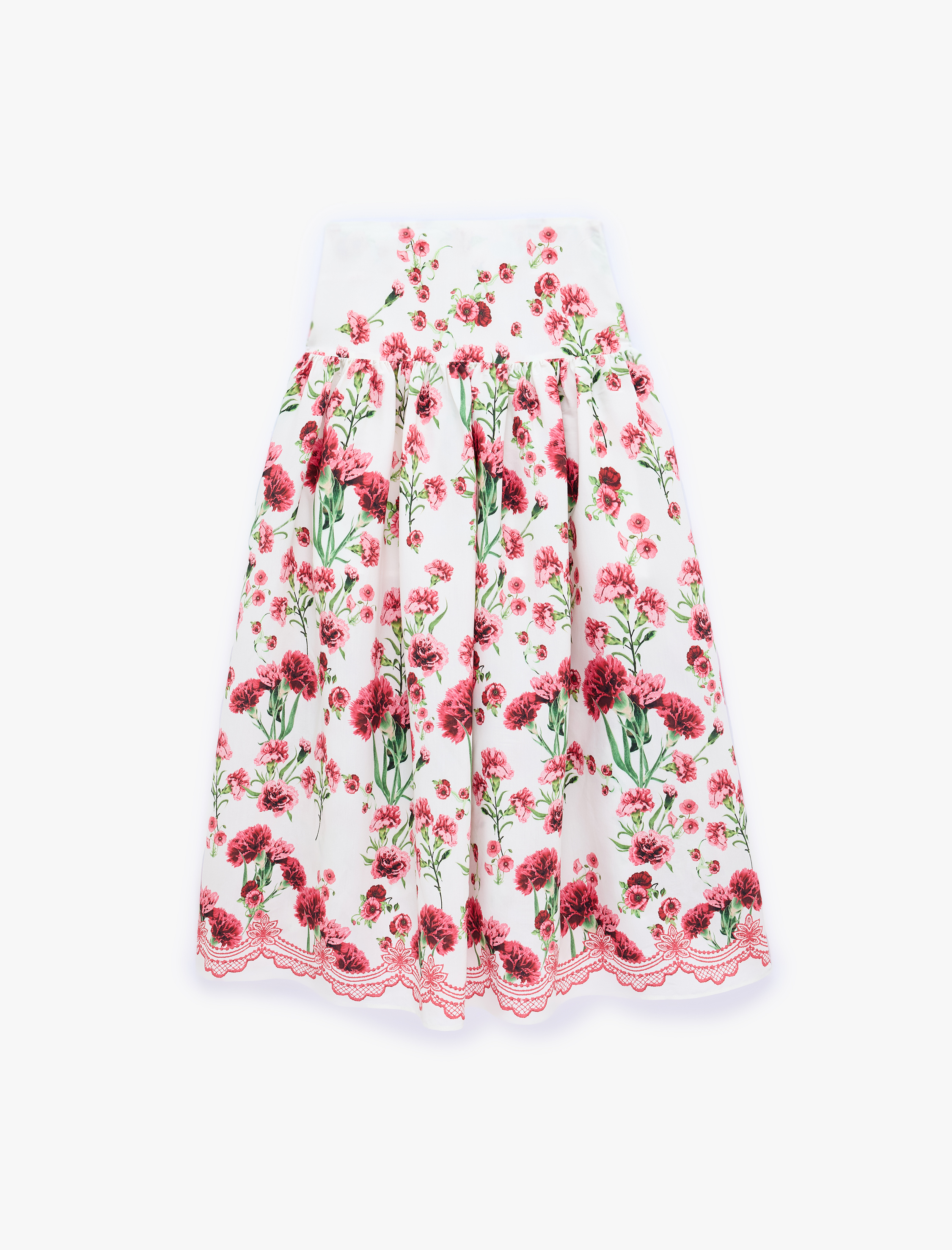   Viskon Kumaş Belden Oturtmalı Volümlü Çiçekli Uzun Kloş Etek