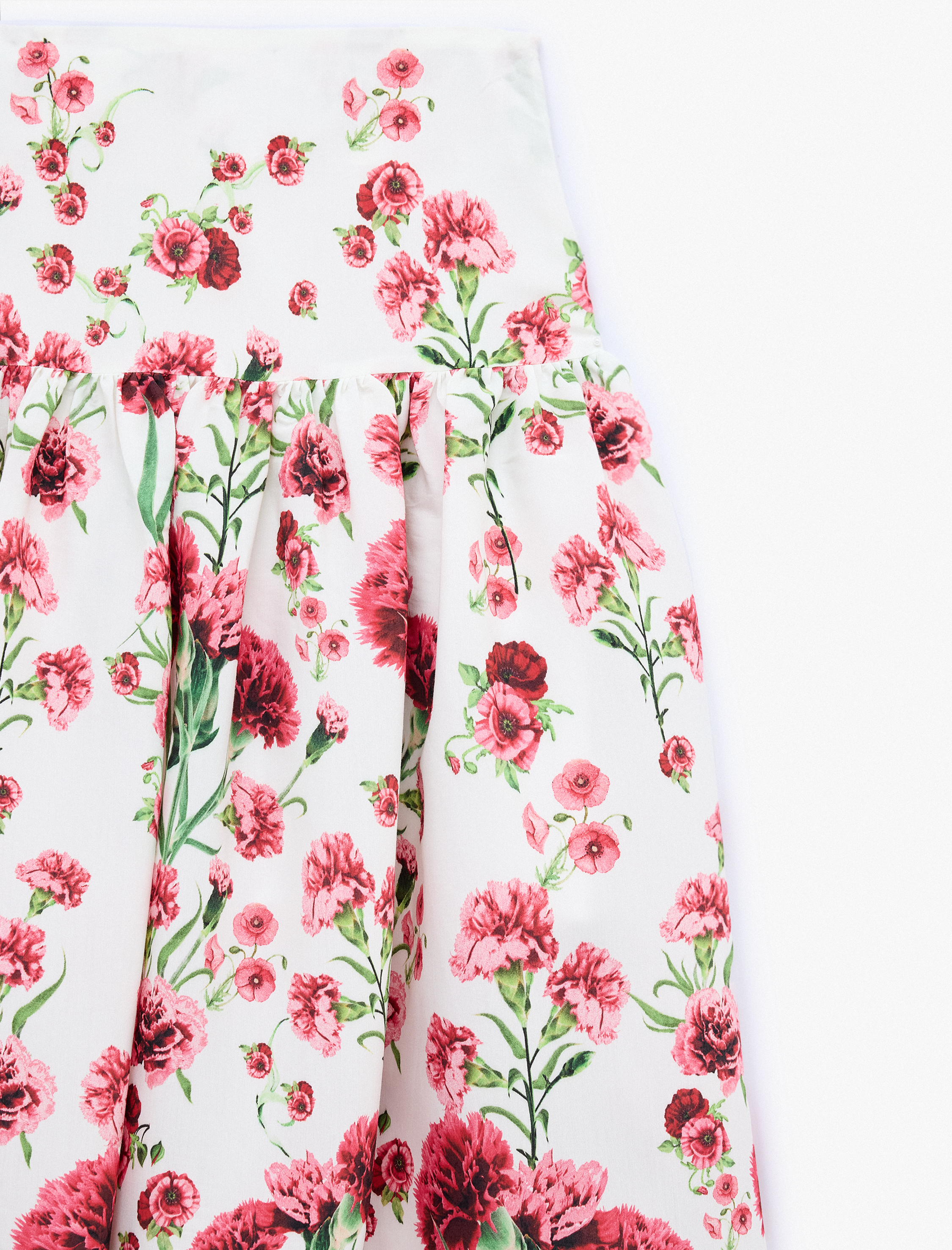   Viskon Kumaş Belden Oturtmalı Volümlü Çiçekli Uzun Kloş Etek