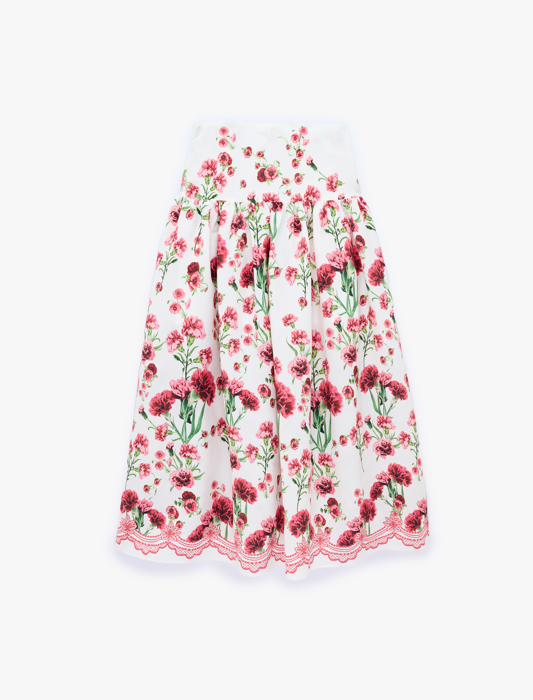   Viskon Kumaş Belden Oturtmalı Volümlü Çiçekli Uzun Kloş Etek