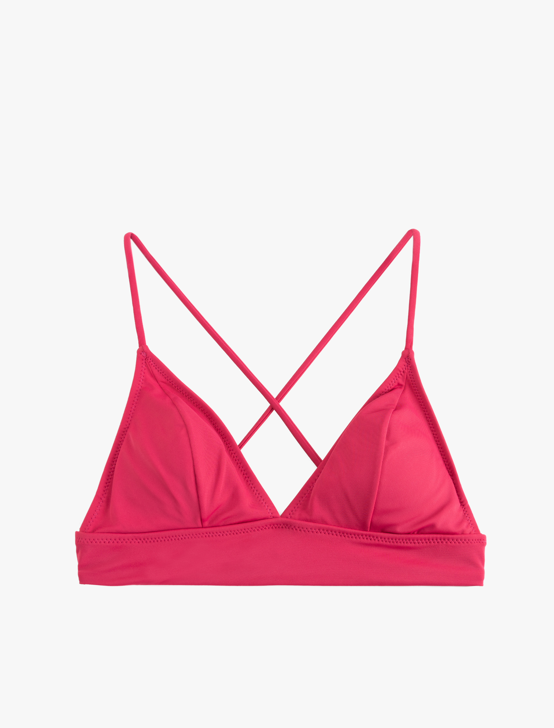   Arkası Çapraz Bağlama Detaylı V Yaka Bralet Bikini Üstü