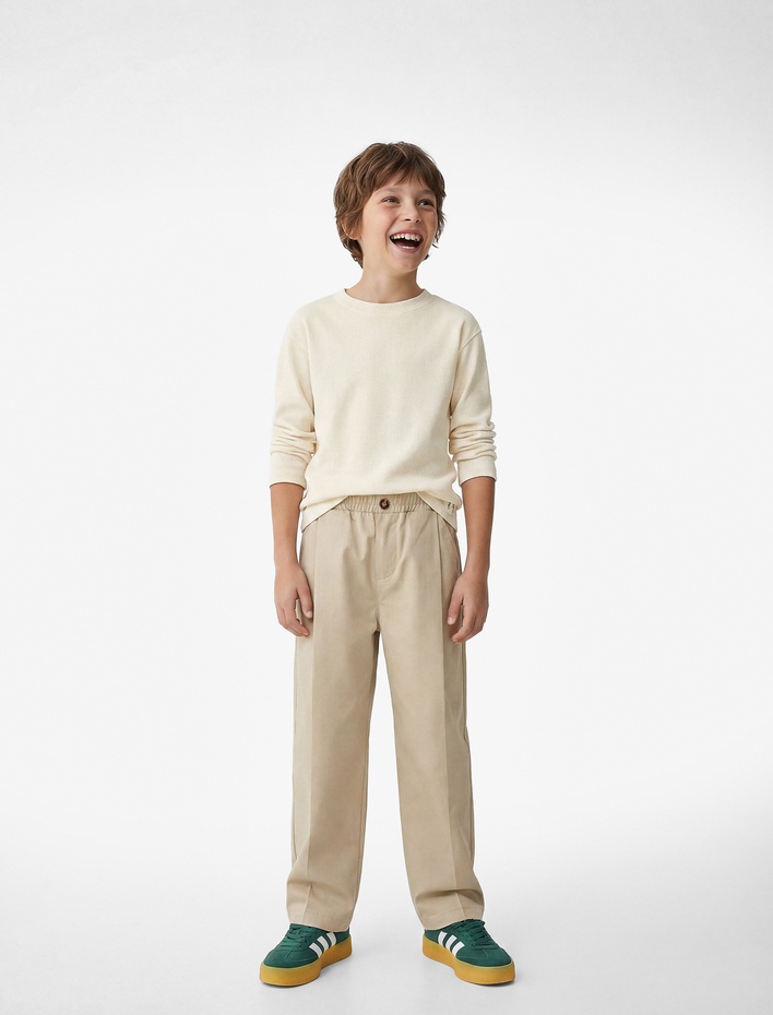 Erkek Çocuk Uzun Kollu Bisiklet Yaka Pamuklu Basic Tişört