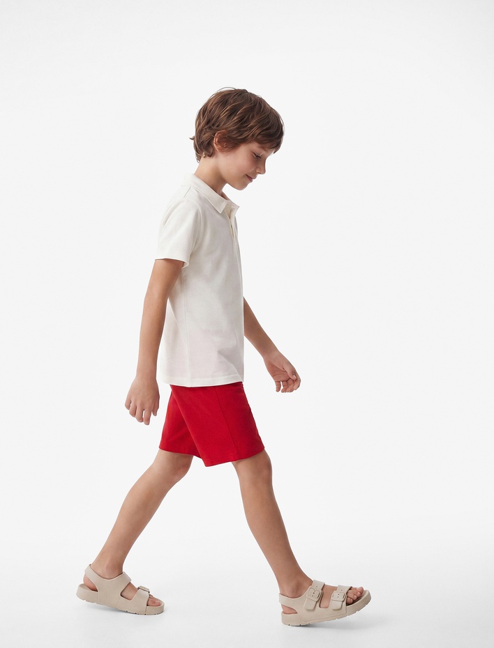 Erkek Çocuk Baskılı Beli Bağcıklı Pamuklu Şort