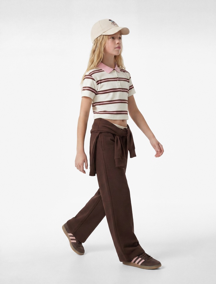 Kız Çocuk Viskon Karışımlı Rahat Kesim Geniş Paça Pantolon