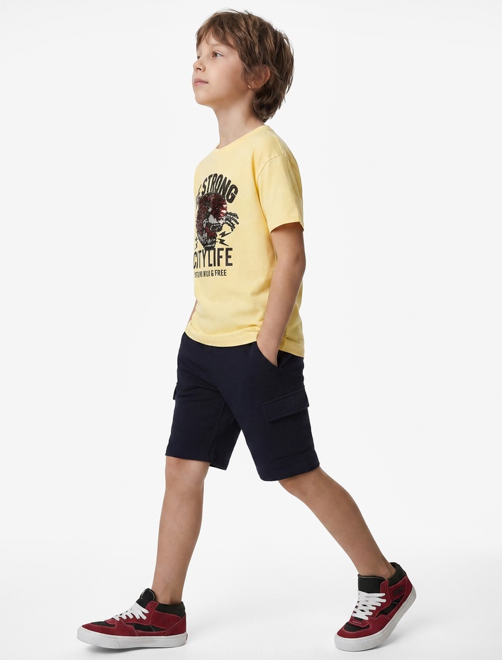 Erkek Çocuk Kapaklı Cepli Beli Lastikli Basic Şort