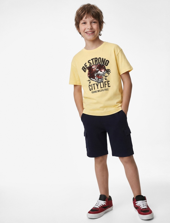 Erkek Çocuk Kapaklı Cepli Beli Lastikli Basic Şort