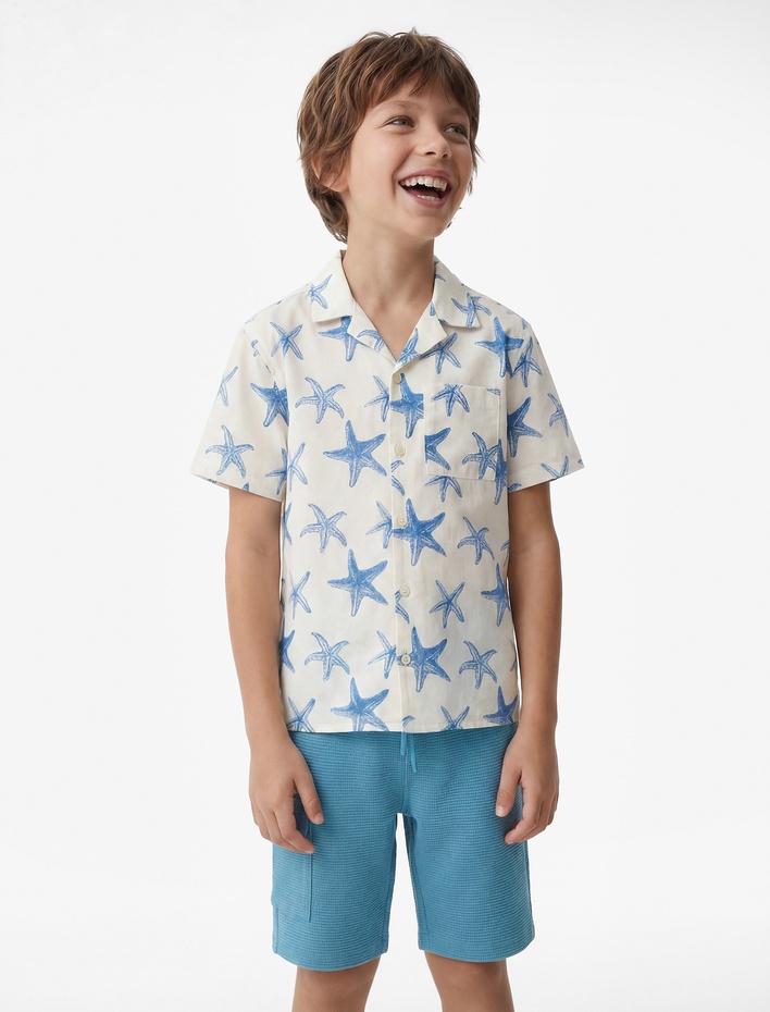 Erkek Çocuk Kapaklı Cepli Beli Lastikli Basic Şort