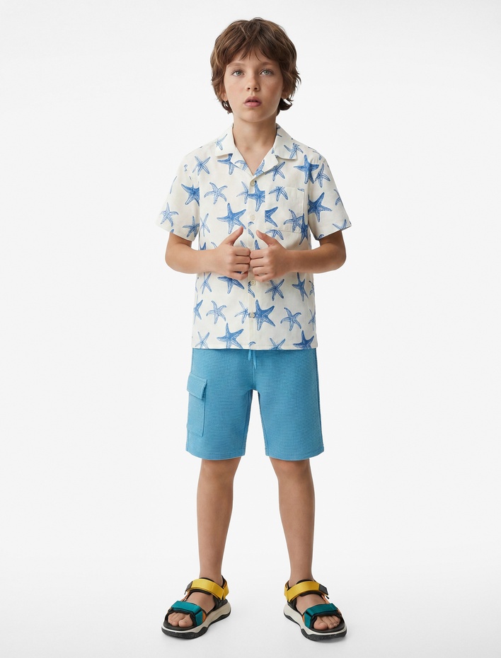 Erkek Çocuk Kapaklı Cepli Beli Lastikli Basic Şort