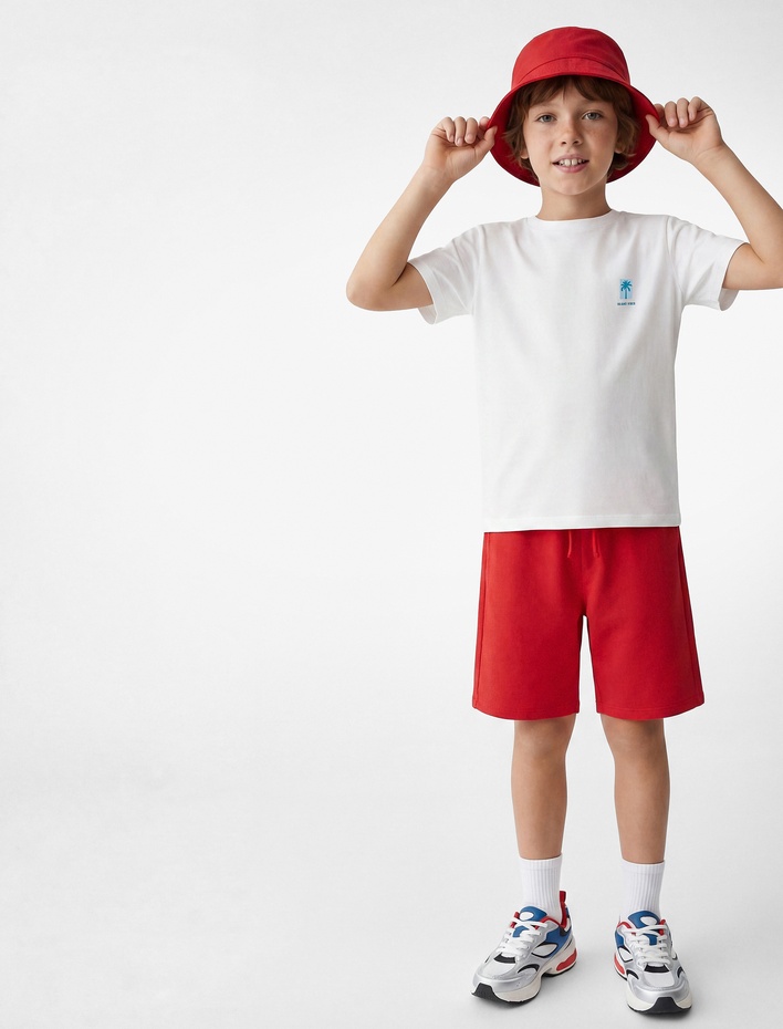 Erkek Çocuk Bisiklet Yaka Kısa Kollu Pamuklu Baskılı Tişört