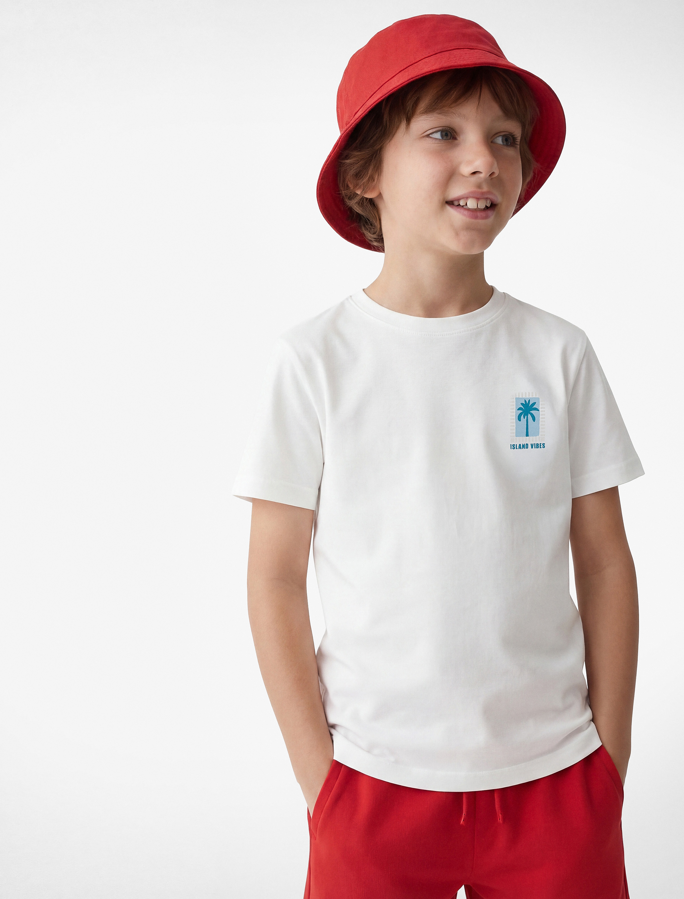  Erkek Çocuk Bisiklet Yaka Kısa Kollu Pamuklu Baskılı Tişört