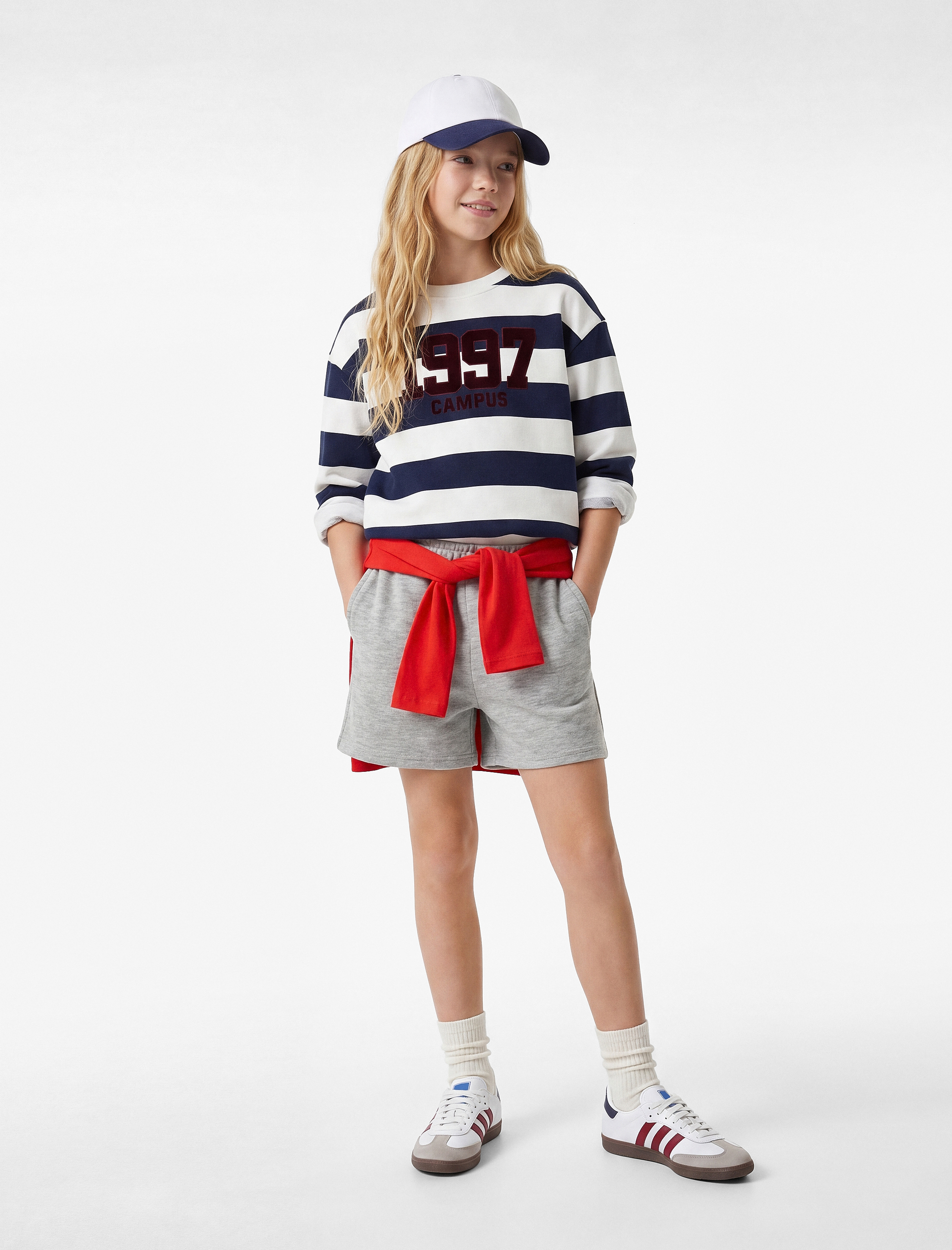  Kız Çocuk Beli Bağcıklı Cepli Viskon Karışımlı Basic Şort