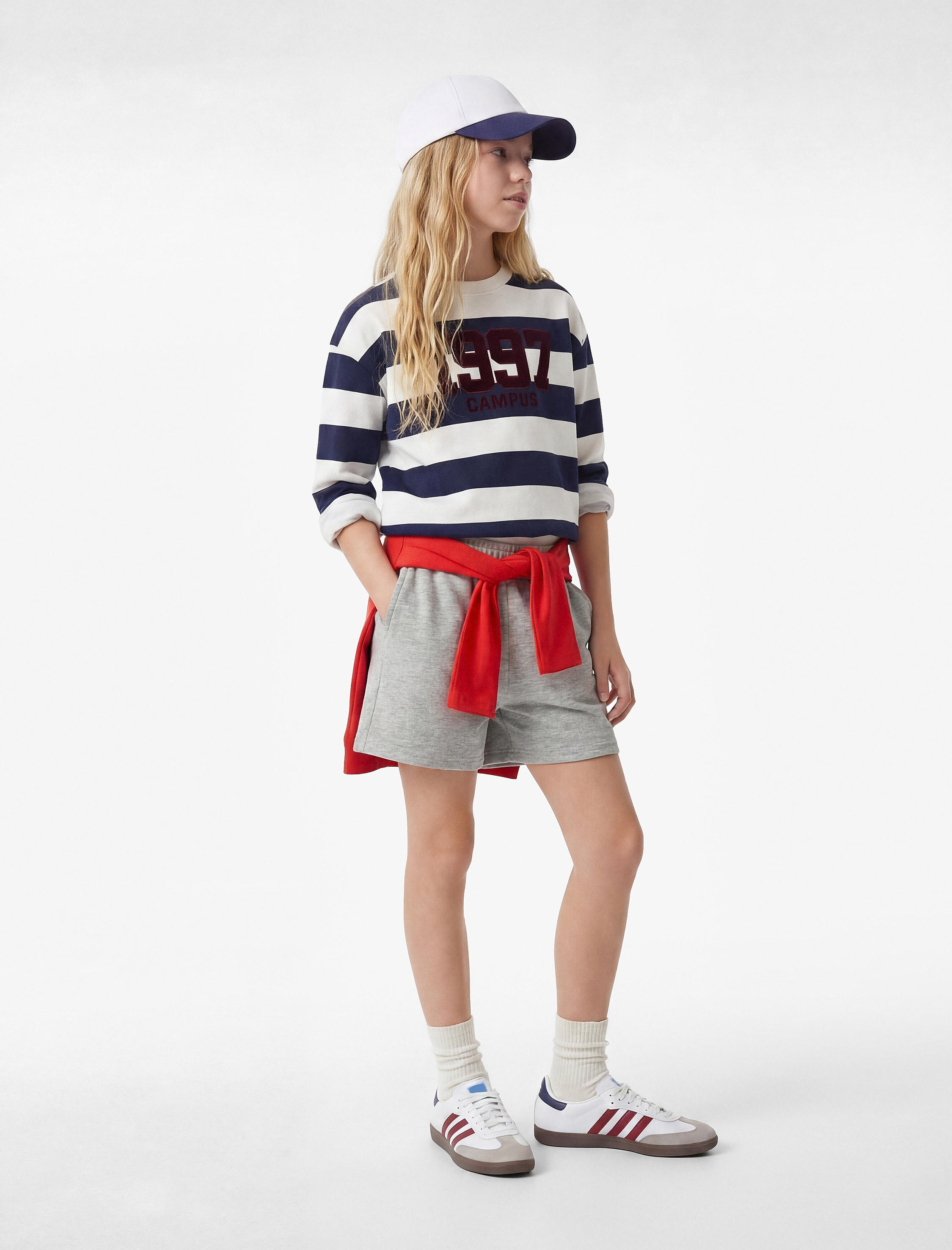  Kız Çocuk Beli Bağcıklı Cepli Viskon Karışımlı Basic Şort