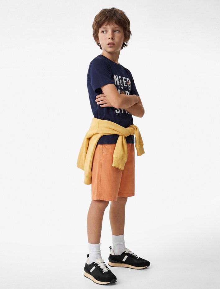 Erkek Çocuk Beli Bağcıklı Cepli Pamuklu Şort