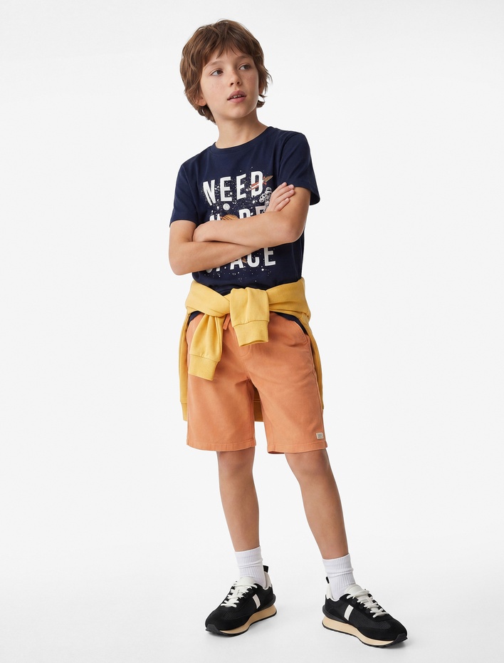 Erkek Çocuk Beli Bağcıklı Cepli Pamuklu Şort