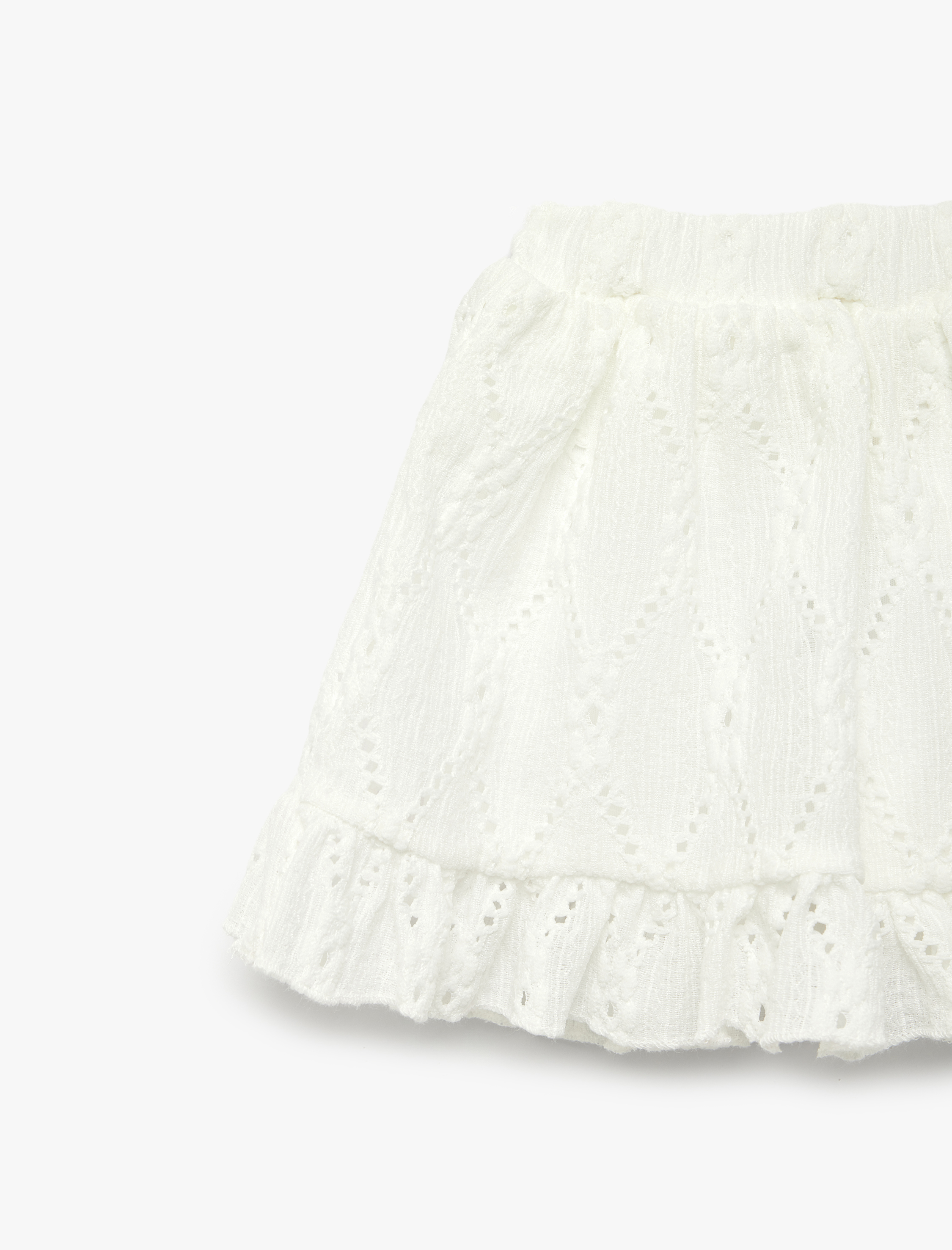  Kız Bebek Beli Lastikli Fırfır Detaylı A Kesim Brodeli Etek