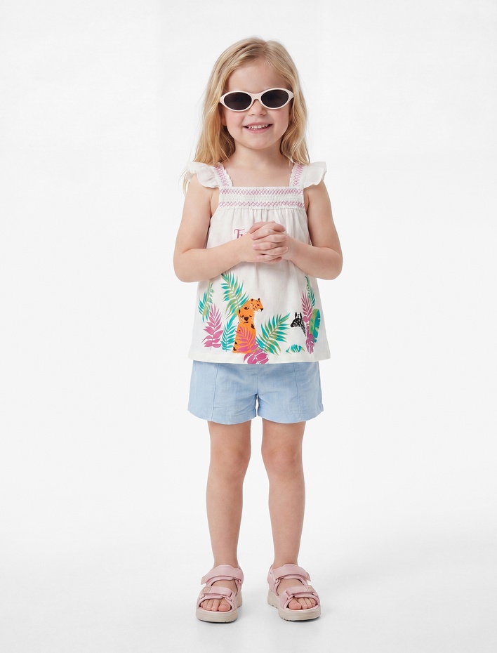 Kız Bebek Beli Lastikli Basic Mini Şort