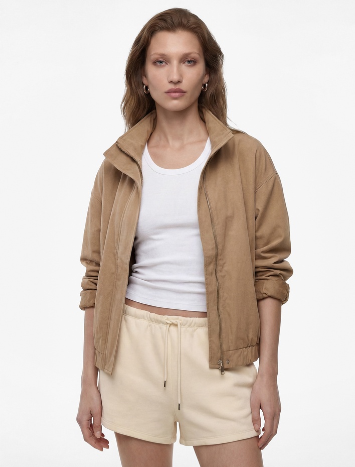  Viskon Karışımlı Beli Bağcıklı Cepli Mini Şort