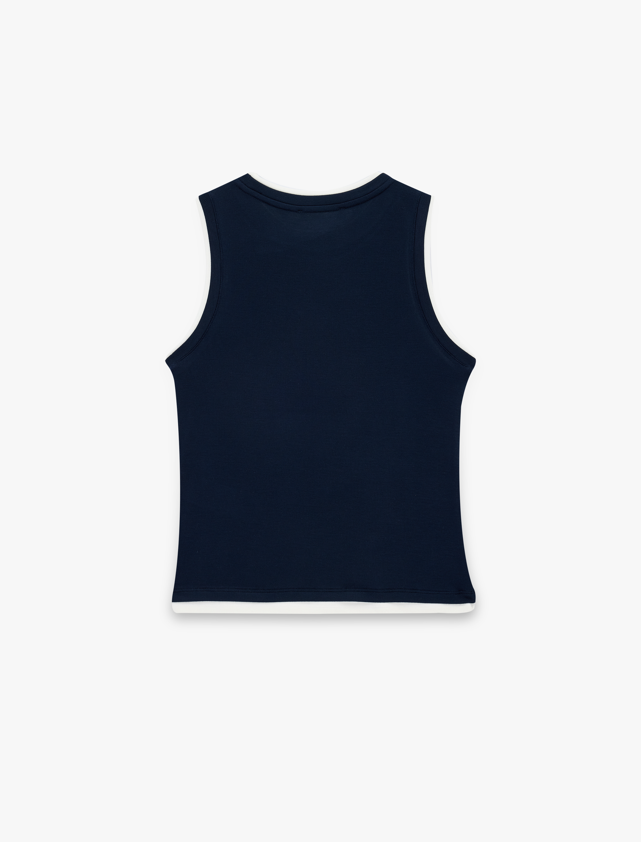   Renk Kontrastlı Katmanlı Slim Fit Bisiklet Yaka Kolsuz Fitilli Bluz