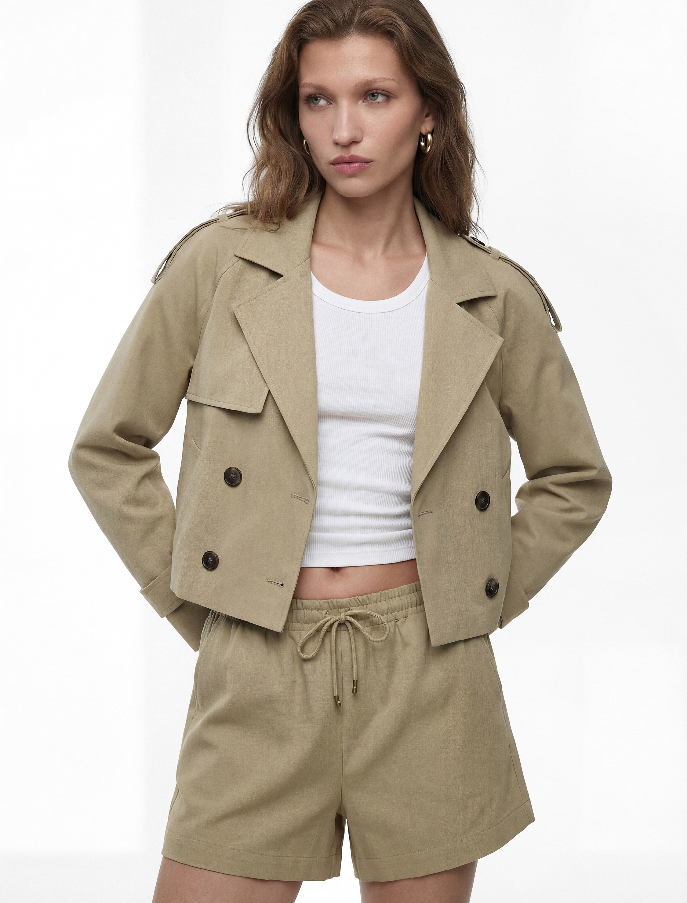   Modal Kupro Kumaş Beli Bağcıklı Cepli Regular Mini Şort