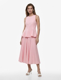 Pamuklu Slim Fit Bisiklet Yaka Kolsuz Peplum Bluz