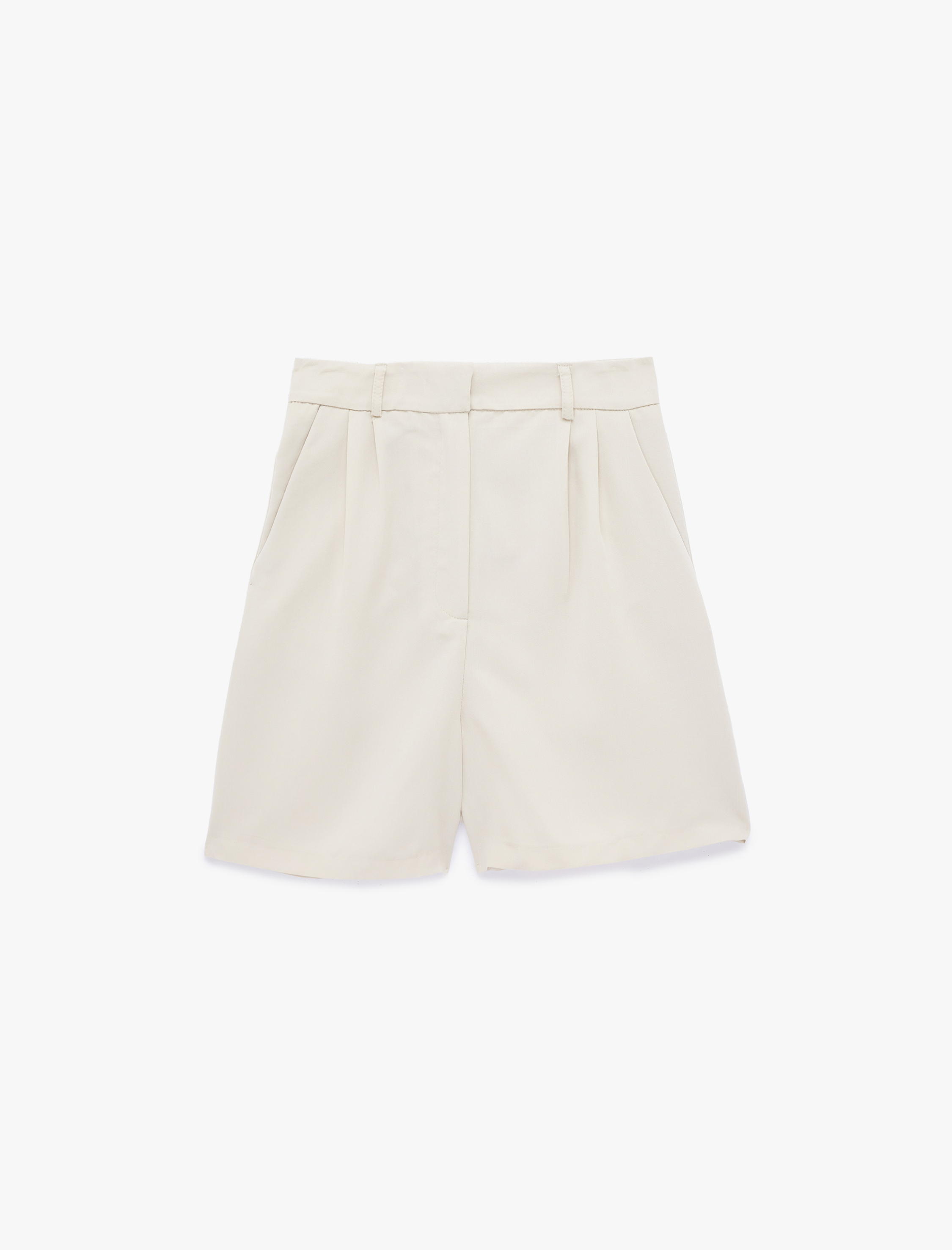   Yüksek Bel Modal Karışımlı Cep Detaylı Bermuda Şort