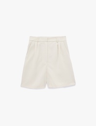 Yüksek Bel Modal Karışımlı Cep Detaylı Bermuda Şort
