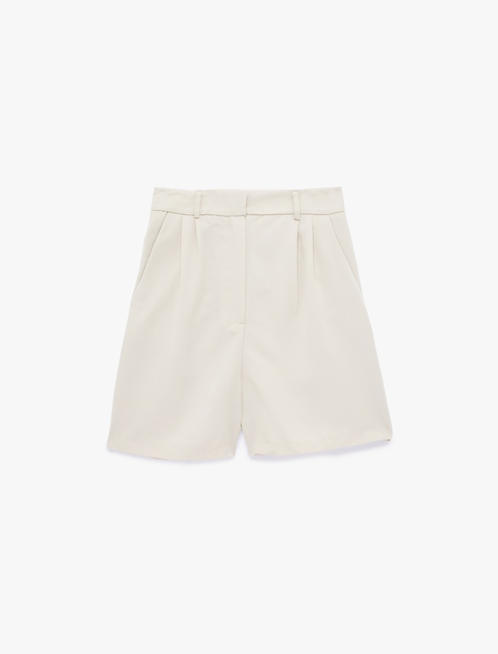  Yüksek Bel Modal Karışımlı Cep Detaylı Bermuda Şort