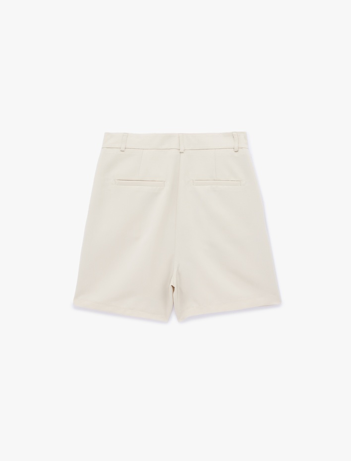  Yüksek Bel Modal Karışımlı Cep Detaylı Bermuda Şort