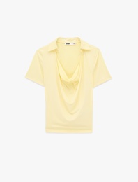 Slim Fit Polo Degaje Yaka Kısa Kollu Bluz