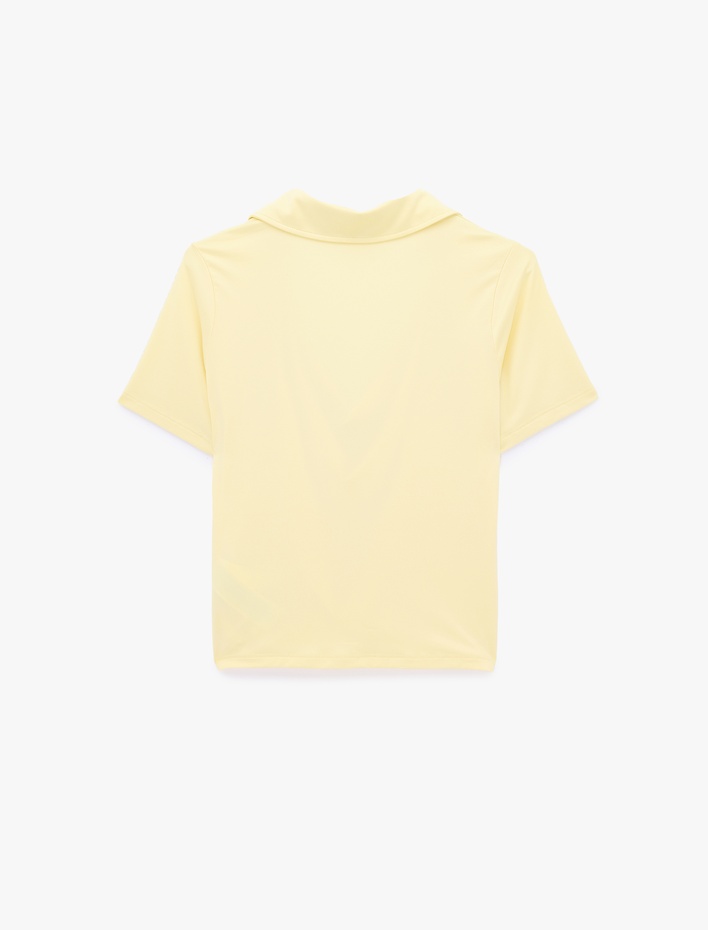  Slim Fit Polo Degaje Yaka Kısa Kollu Bluz