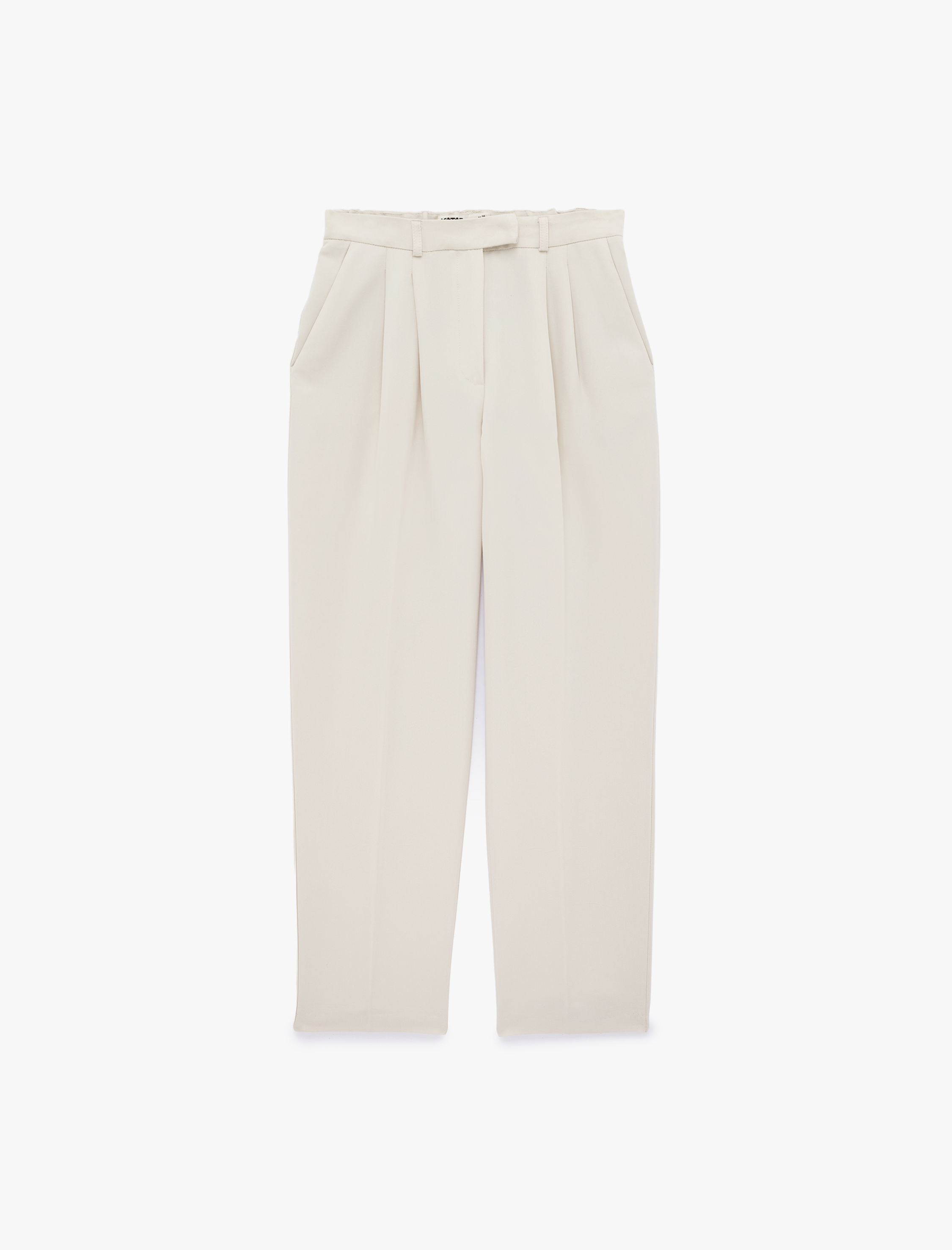   Yüksek Bel Pileli Cepli Modal Karışımlı Havuç Pantolon