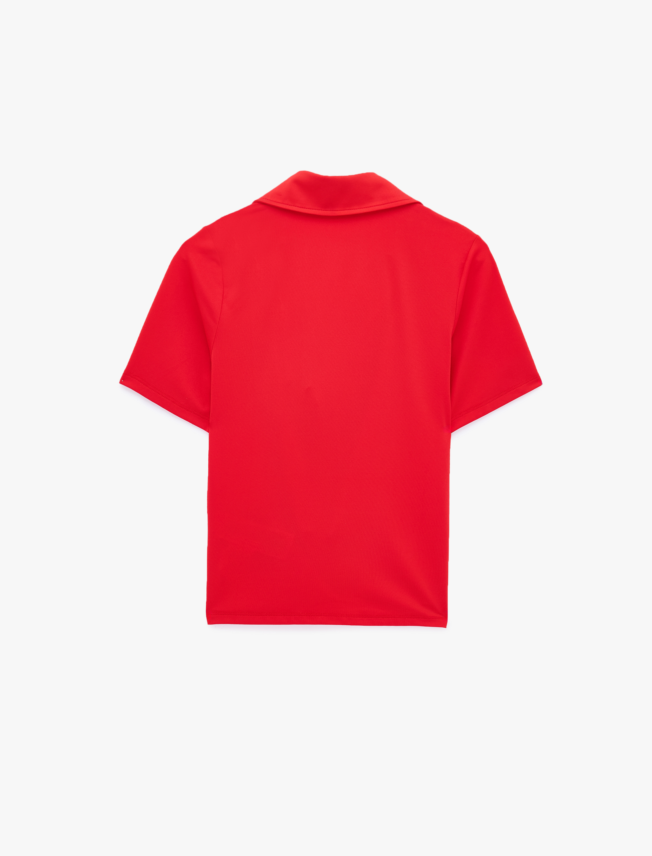   Slim Fit Polo Degaje Yaka Kısa Kollu Bluz