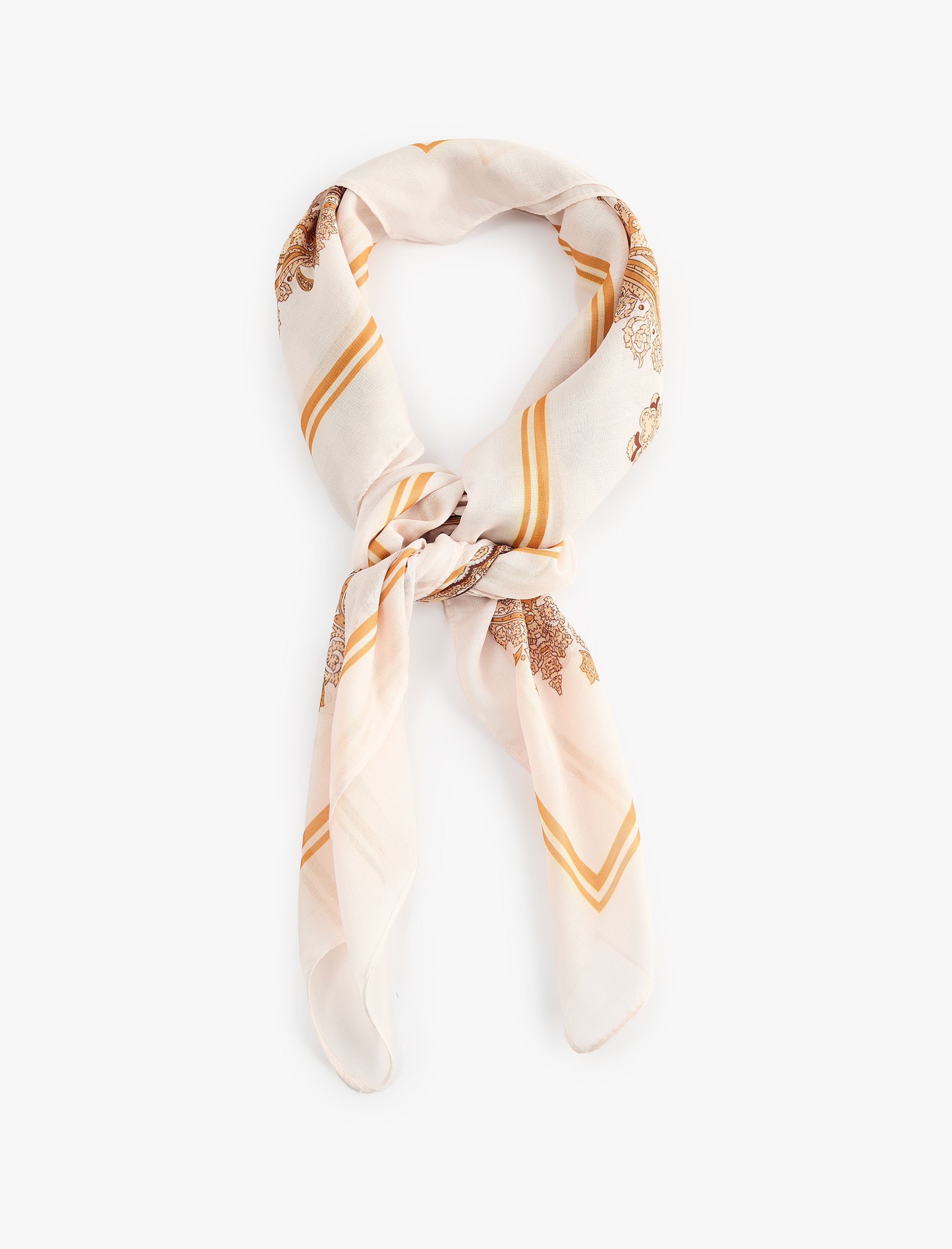  Kadın Şal Desenli Kare Saten Fular