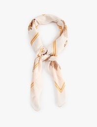 Şal Desenli Kare Saten Fular