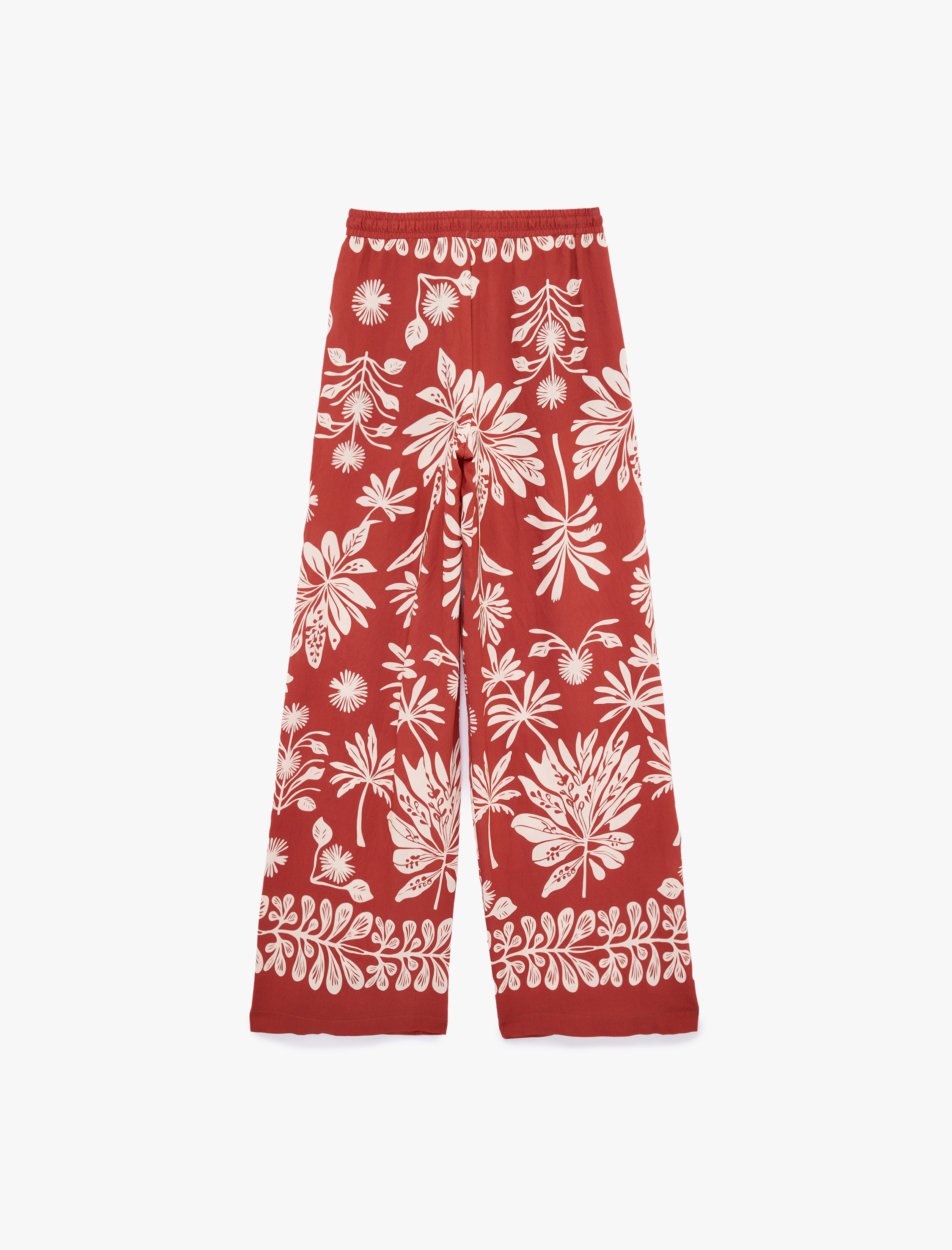   Viskon Salda Kumaş Cepli Floral Desenli Bol Paça Pantolon