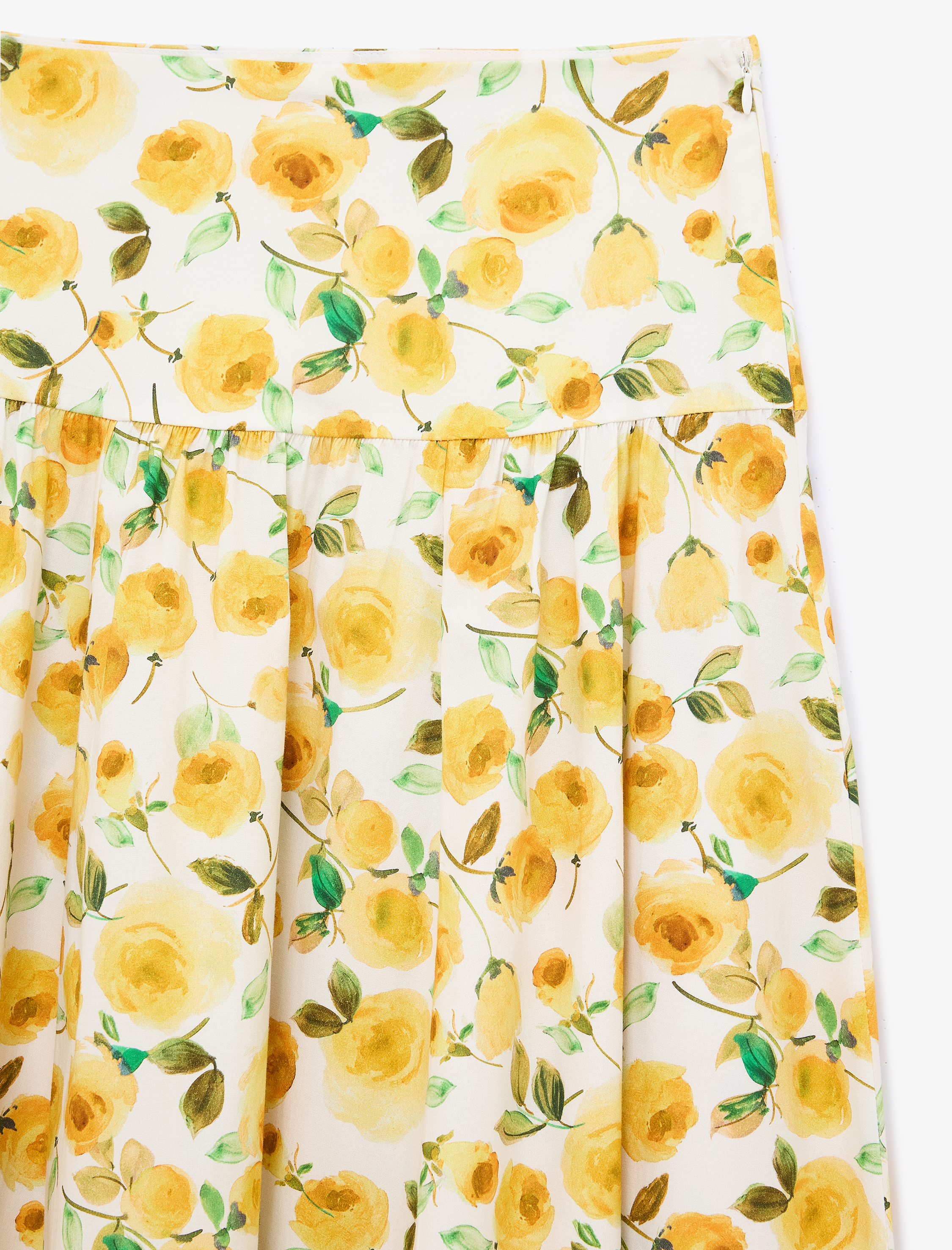   Pamuklu Çan Kesim Midi Boy Çiçekli Poplin Etek