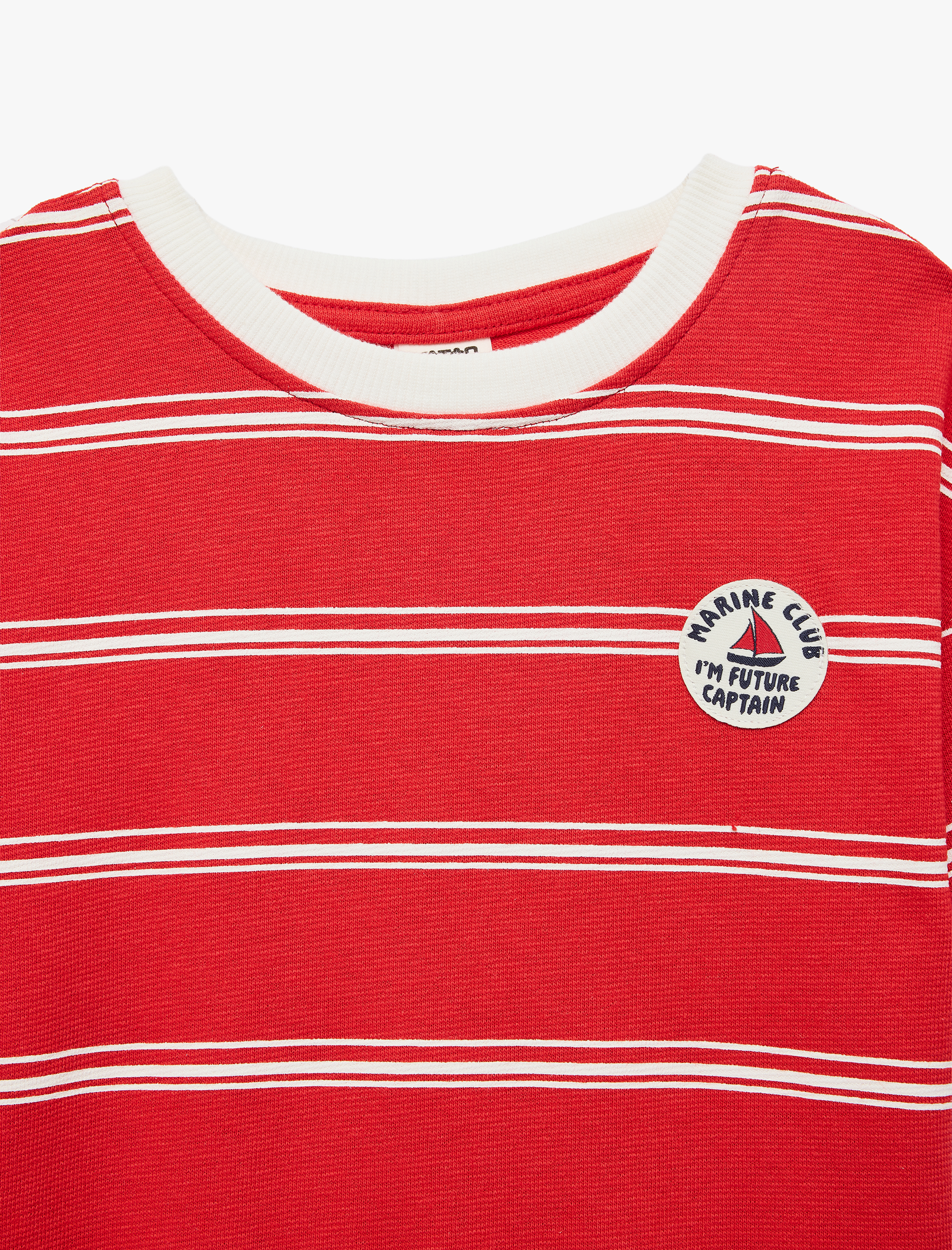  Erkek Bebek Pamuklu Kısa Kollu Bisiklet Yaka Oversize Çizgili Tişört