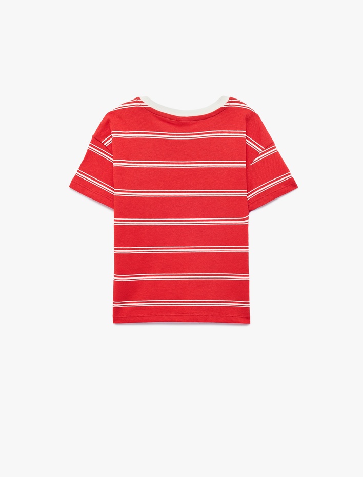 Erkek Bebek Pamuklu Kısa Kollu Bisiklet Yaka Oversize Çizgili Tişört