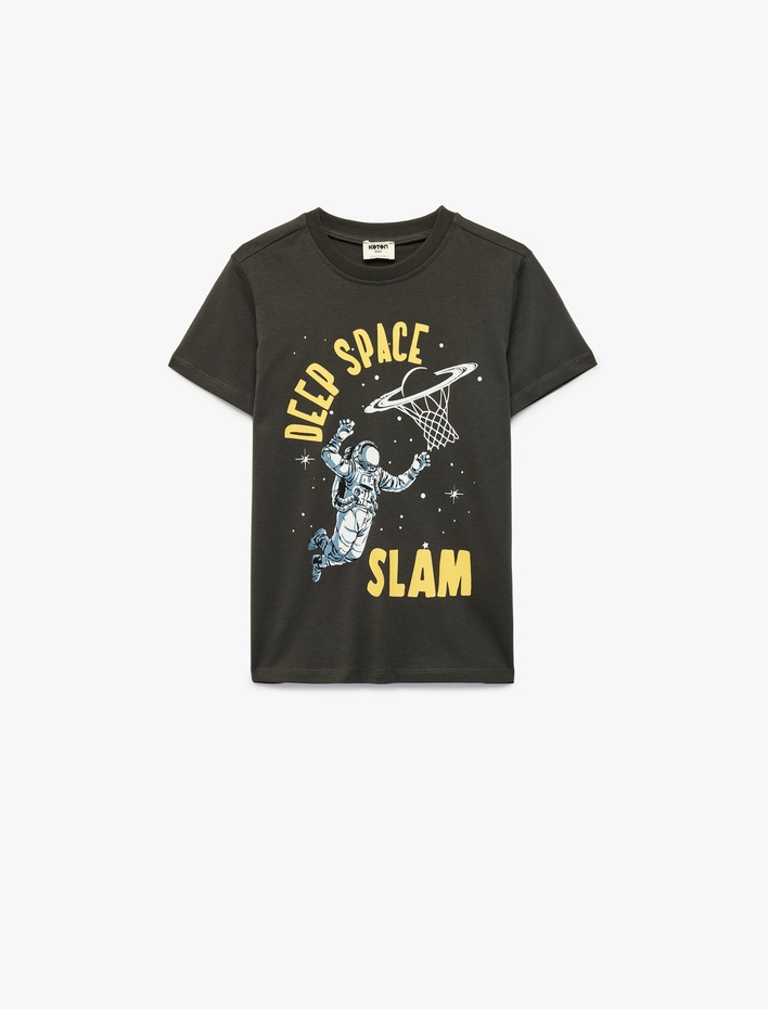 Erkek Çocuk Kısa Kollu Bisiklet Yaka Pamuklu Baskılı Tişört