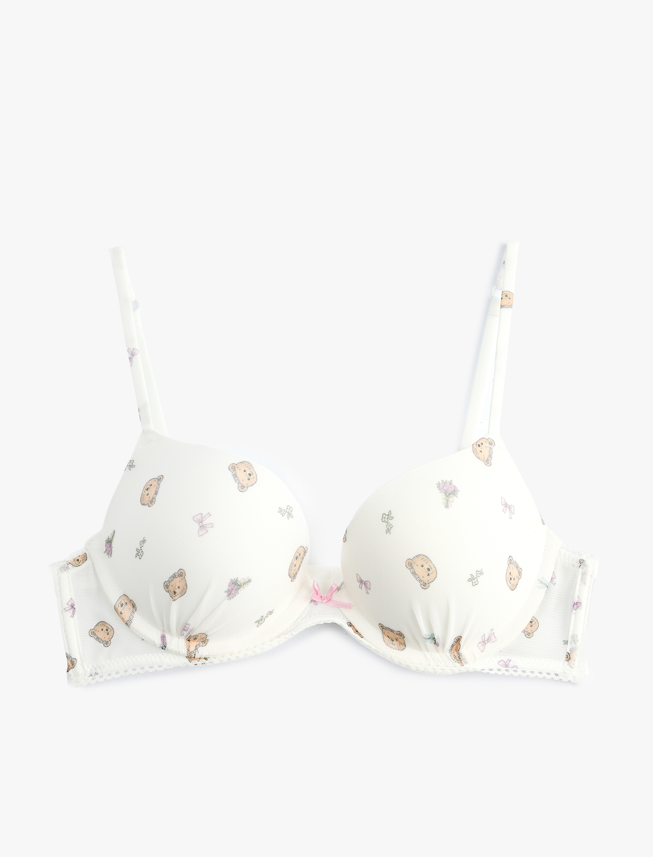   Destekli Fiyonk Detaylı Ekstra Dolgulu Ayıcık Desenli Sütyen