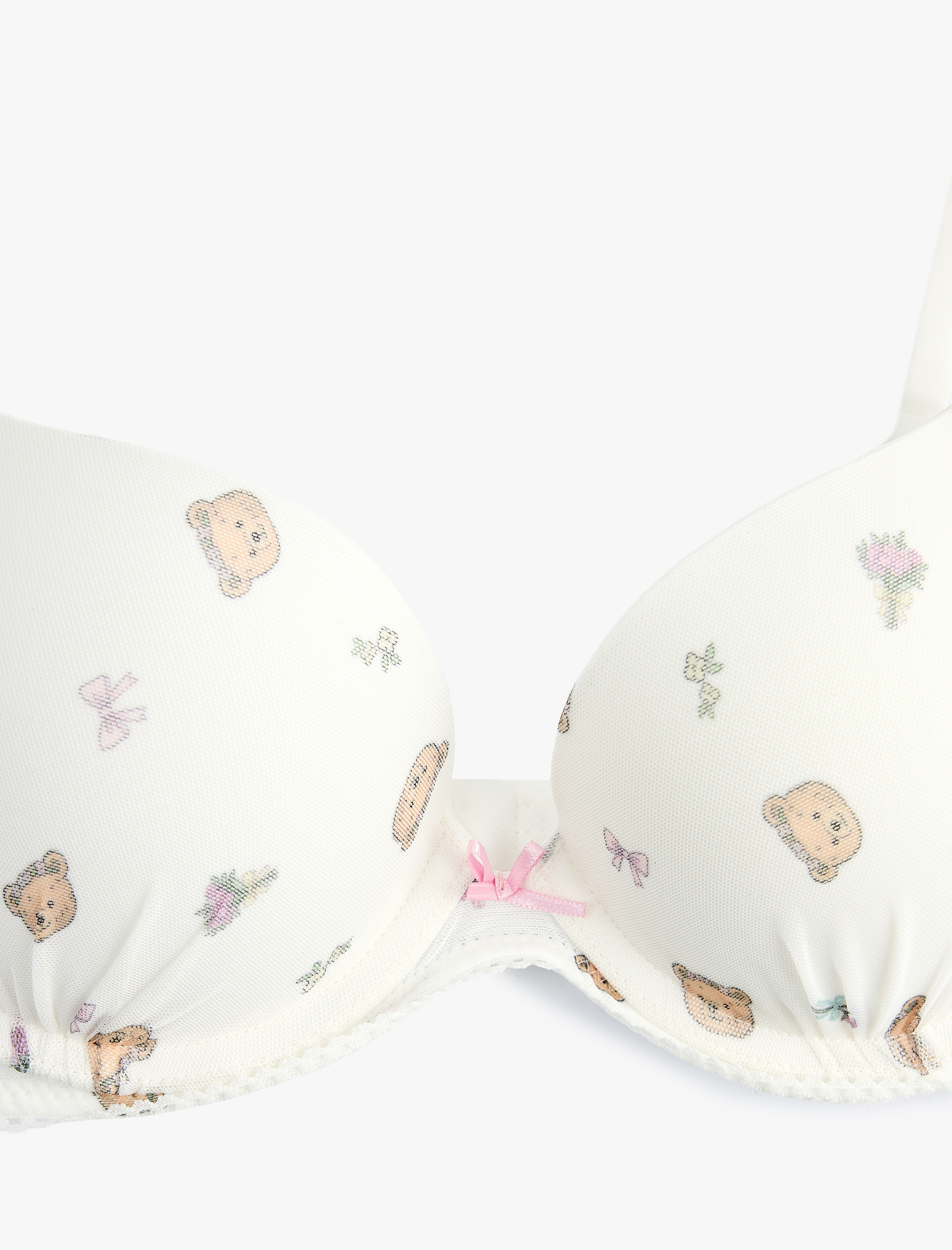   Destekli Fiyonk Detaylı Ekstra Dolgulu Ayıcık Desenli Sütyen