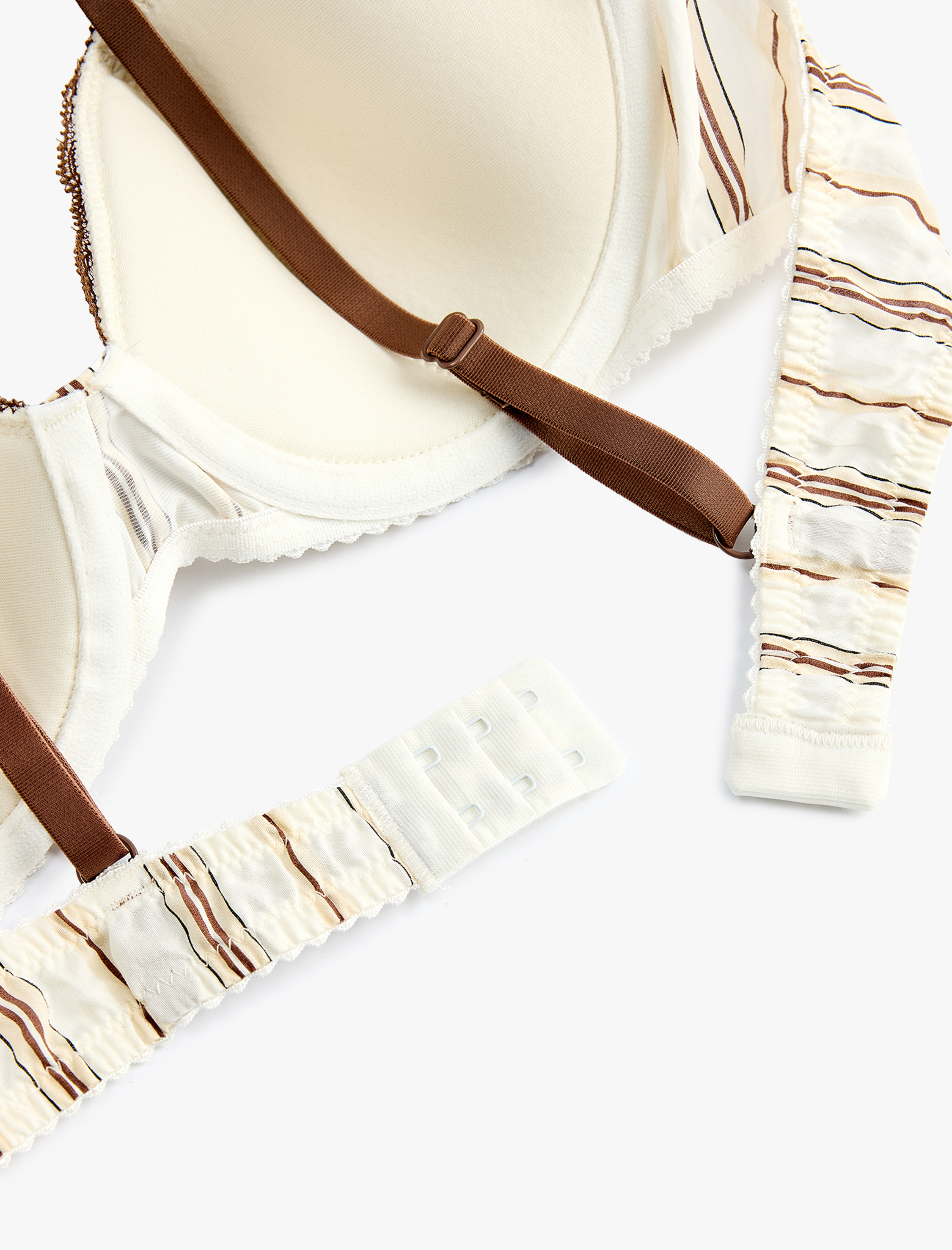   Viskon Dantel Detaylı Desteksiz Balenli Çizgili Sütyen