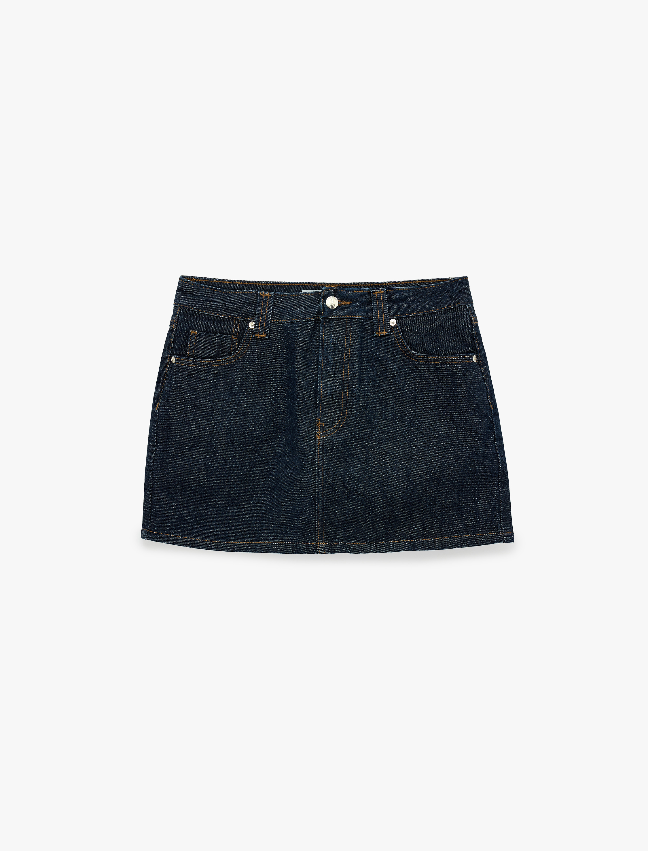   Pamuklu Normal Bel Düğmeli Cepli Mini Denim Şort Etek
