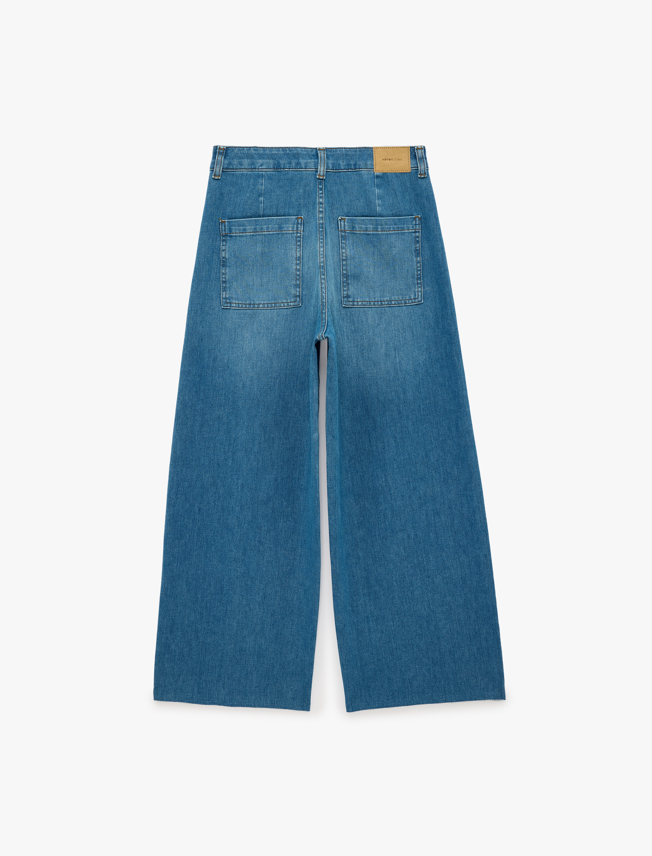   Pamuklu Yüksek Bel Bol Paça Denim Pantolon - Culotte Jeans