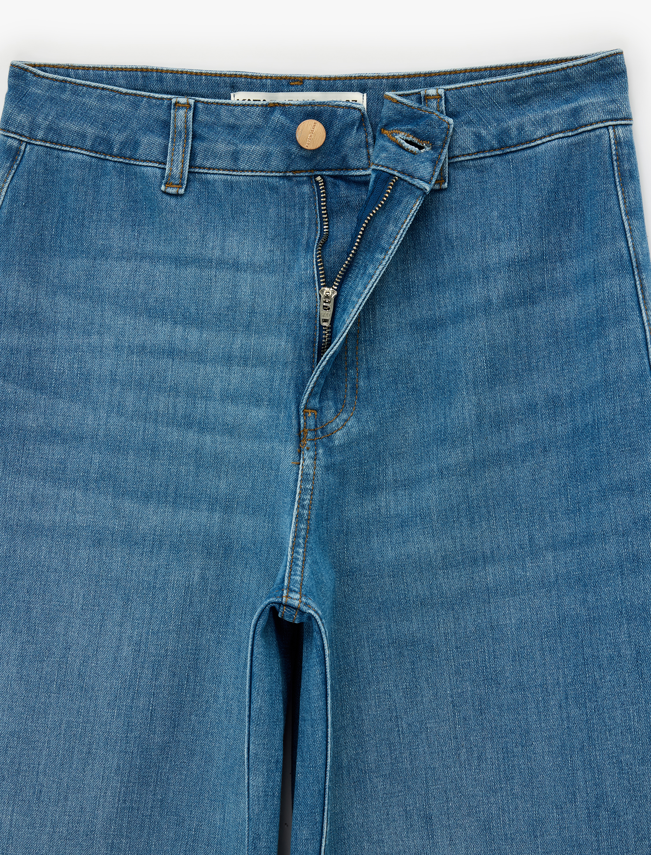   Pamuklu Yüksek Bel Bol Paça Denim Pantolon - Culotte Jeans